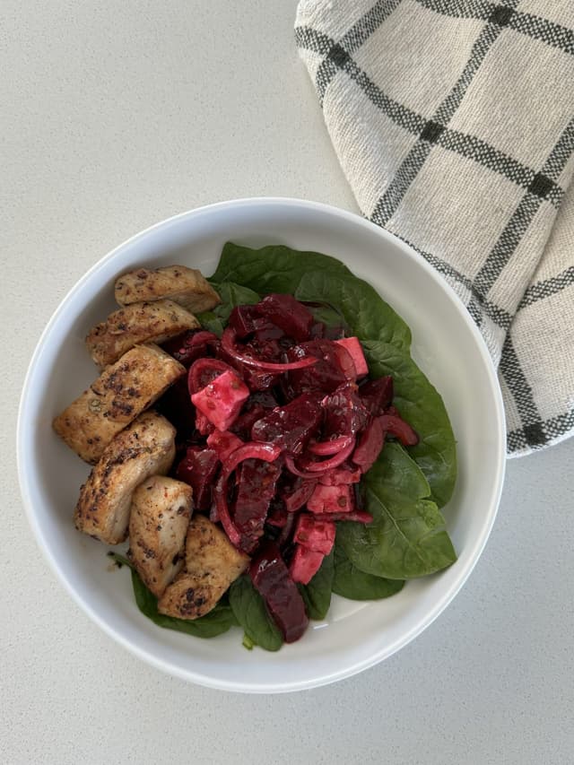 Beetroot and Spinach Chicken Salad